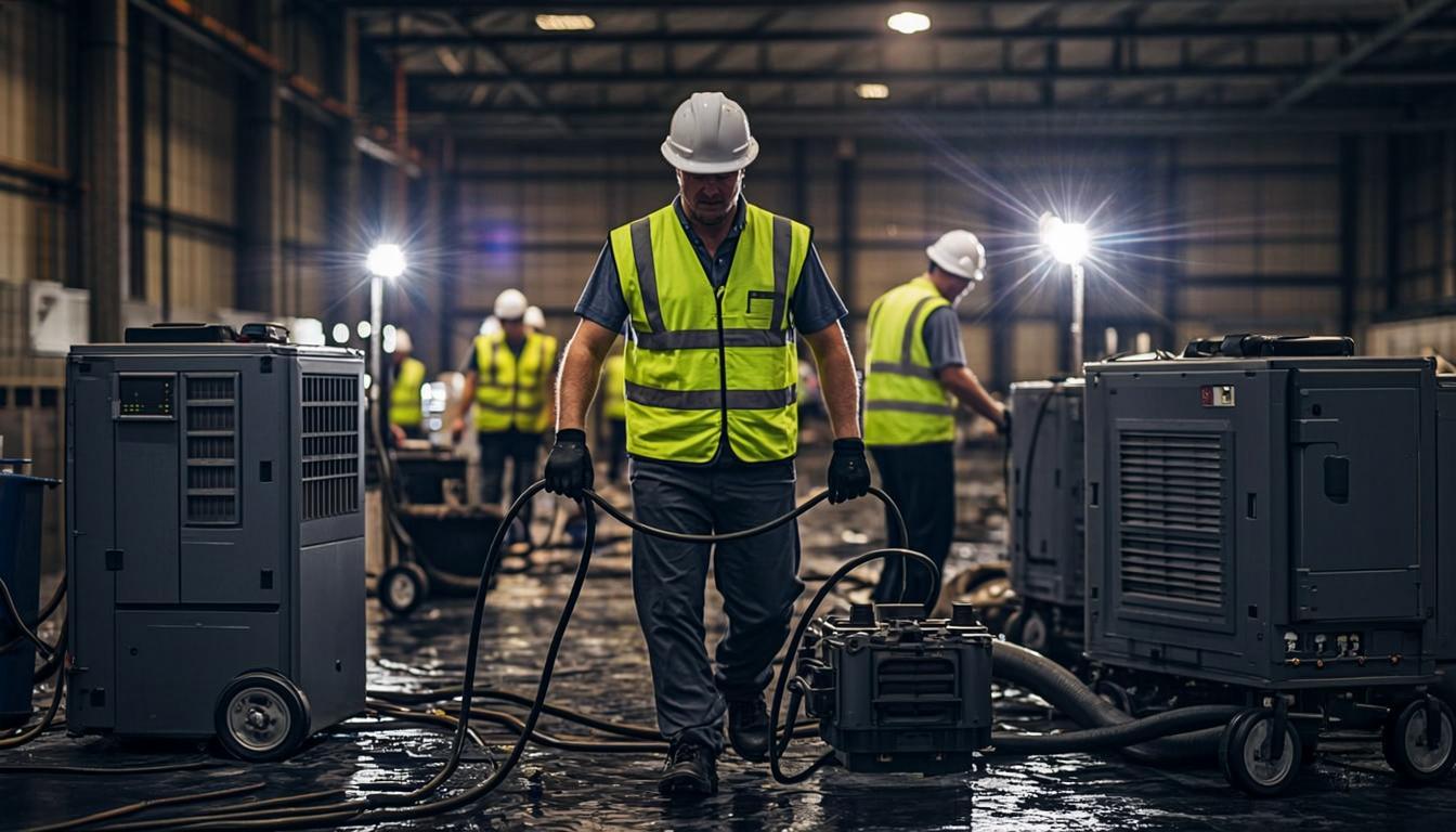 WDRC team performing water damage restoration at Clapham office block